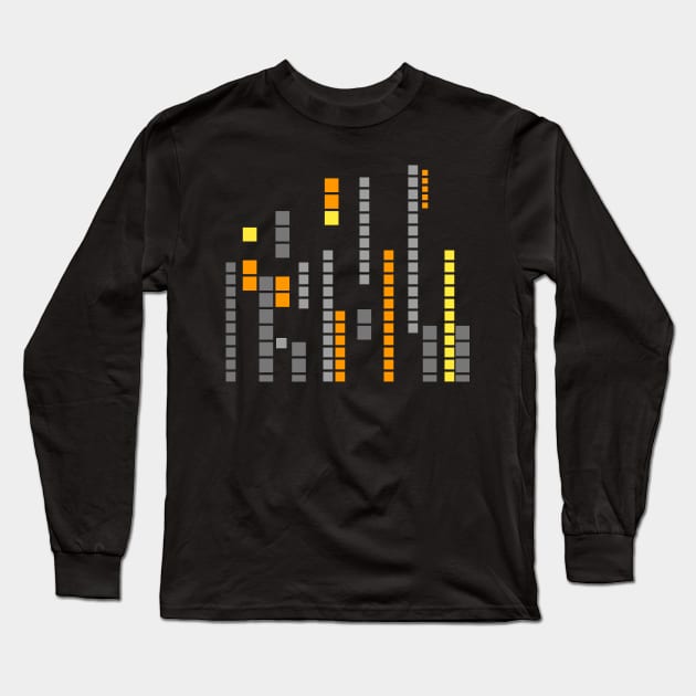 Geometric Pixel pattern orange gray Long Sleeve T-Shirt by carolsalazar